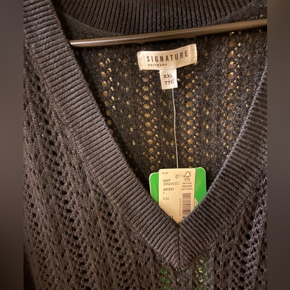 Signature Reitmans black V-neck hole-knit sweater - size XXL - NWT - Picture 2 of 8